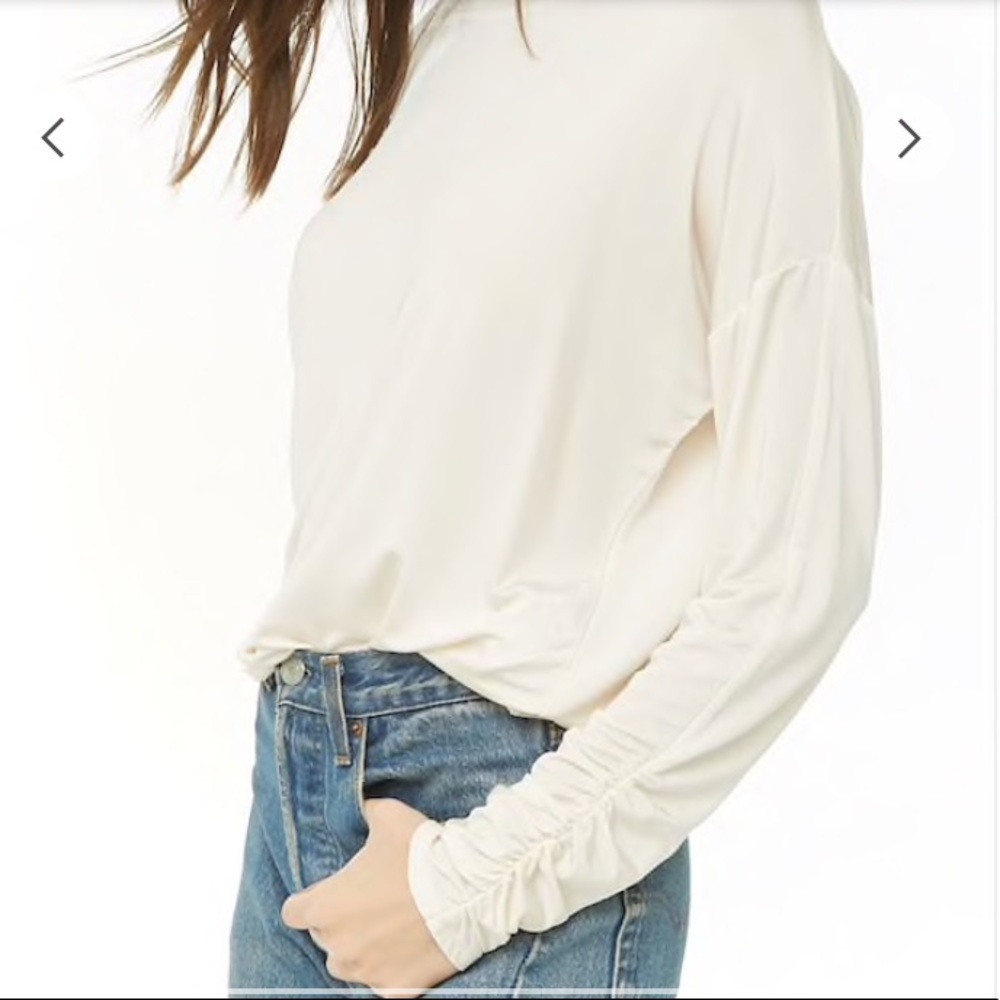 NEW with tags Cream Ruched Sleeve Top